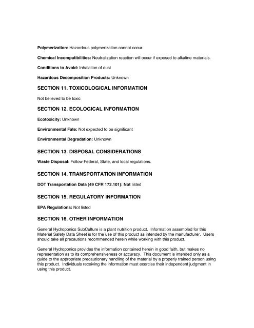 SubCulture - General Hydroponics Europe