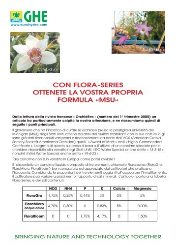 CON flOra-series OTTeNeTe la VOsTra PrOPria fOrMUla «MsU»
