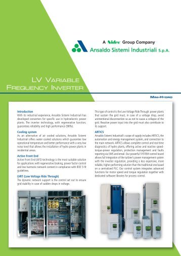 LV VARIABLE FREQUENCY INVERTER - Ansaldo Sistemi Industriali