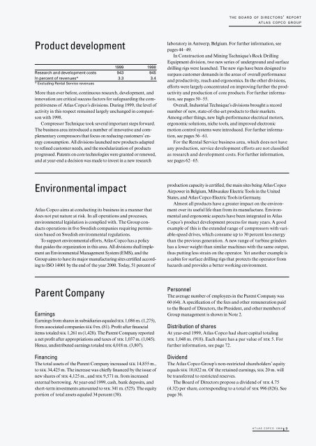 Atlas Copco - Annual Report 1999