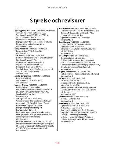 SAS Gruppens resultat före skatt 1996 blev 1815 (2632 ... - Euroland