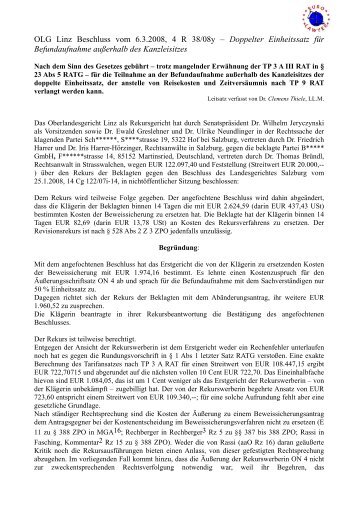 OLG Linz Beschluss vom 6.3.2008, 4 R 38/08y ... - Eurolawyer.at