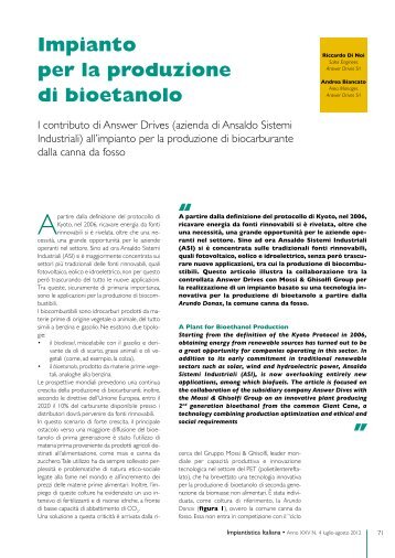 Impianto per la produzione di bioetanolo - Ansaldo Sistemi Industriali
