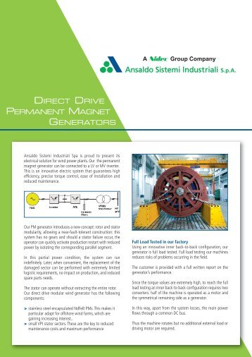 DIRECT DRIVE PERMANENT MAGNET GENERATORS