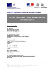 EUROMED HERITAGE – Institutional and Legal Framework ...