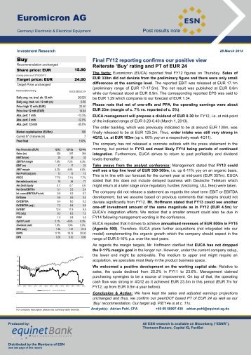 ESN, 28.03.13: Final FY12 reporting confirms our ... - euromicron AG