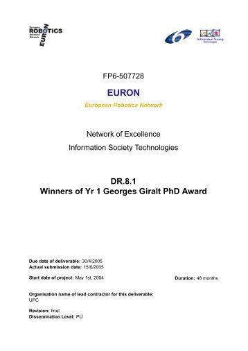 DR.8.1 Winners of Yr 1 Georges Giralt PhD Award - EURON