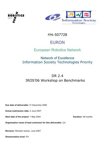 IROS'06 Workshop on Benchmarks - EURON