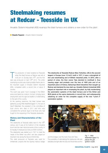 Steelmaking resumes at Redcar - Teesside in UK - Ansaldo Sistemi ...