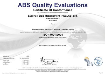 (Hellas) Ltd. - ISO 14001:2004 Certificate - Euronav.com