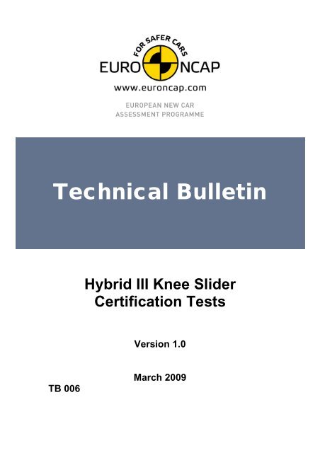 Hybrid III Knee Slider Certification - Euro NCAP