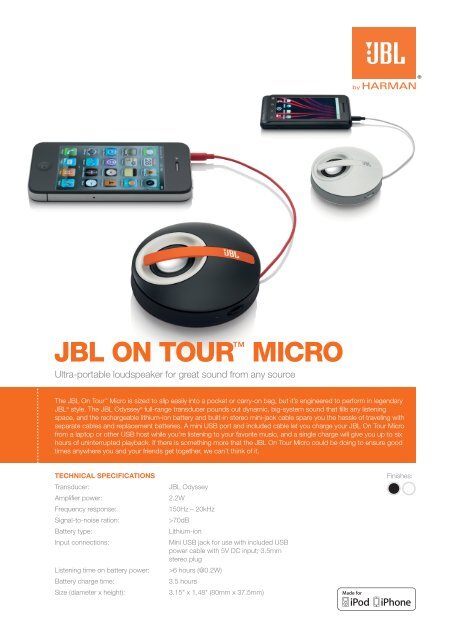 Specification Sheet - On Tour Micro - JBL