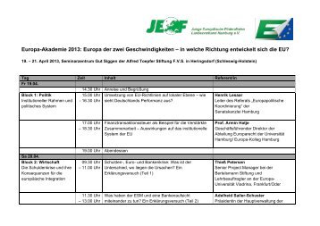 Europa-Akademie 2013: Europa der zwei Geschwindigkeiten – in ...