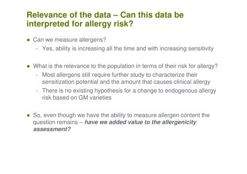 Endogenous allergen assessments - Europabio