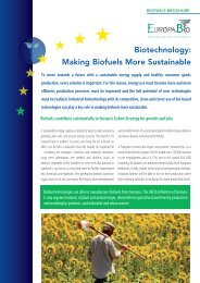 Biotechnology: Making Biofuels More Sustainable - Europabio