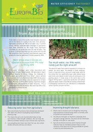 Water wise solutions from agricultural biotechnology - Europabio