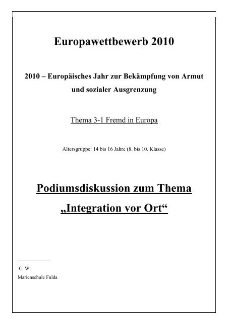 Integration vor Ort - Europäischer Wettbewerb