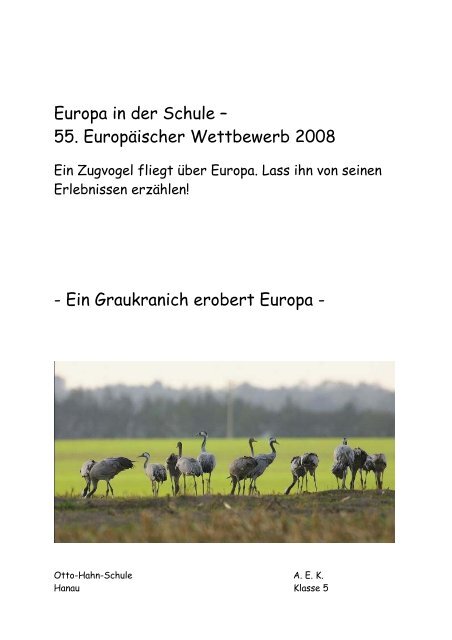 Ein Graukranich erobert Europa - Europäischer Wettbewerb