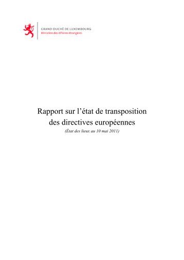 Rapport sur l'état de transposition des directives européennes ...