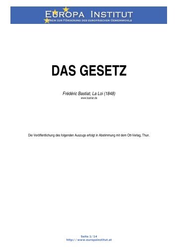 Das Gesetz (Frederic Bastiat) - Europainstitut
