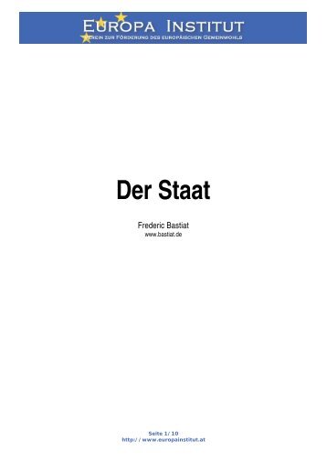 Der Staat (Frederic Bastiat) - Europainstitut