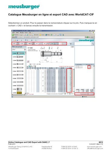 Online Catalogue and CAD Export with DAKO F