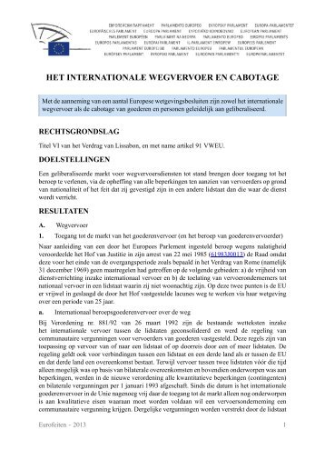 Het internationale wegvervoer en cabotage