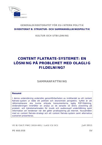 content flatrate-systemet: en lösning på problemet med ... - Europa