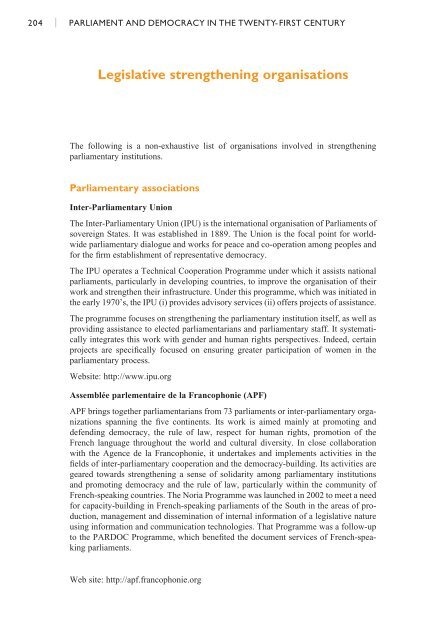 PARLIAMENT AND DEMOCRACY - Inter-Parliamentary Union