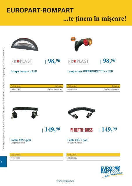 EUROPART-ROMPART WH ܊LQHP vQ PL܈FDUH