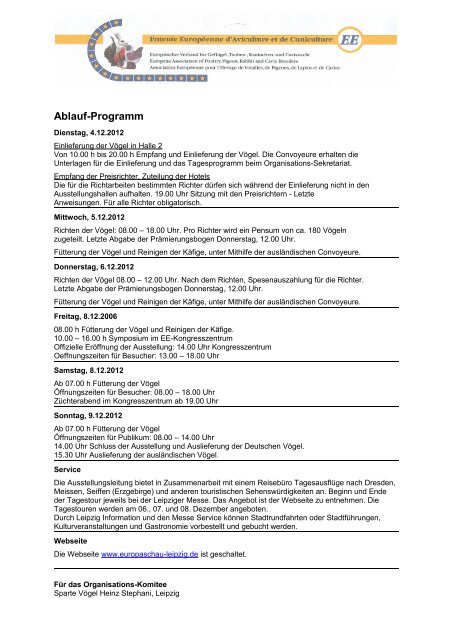 Ablauf-Programm - EE Europaschau Leipzig