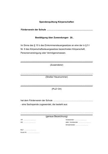 Spendenquittung Körperschaften Förderverein der Schule ...