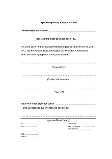 Spendenquittung Körperschaften Förderverein der Schule ...