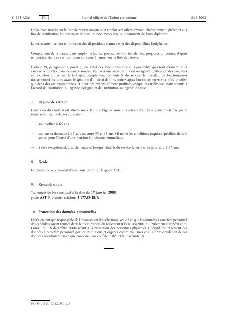 AVIS DE CONCOURS GÉNÉRAL EPSO/AST/70/08 - EUR-Lex ...