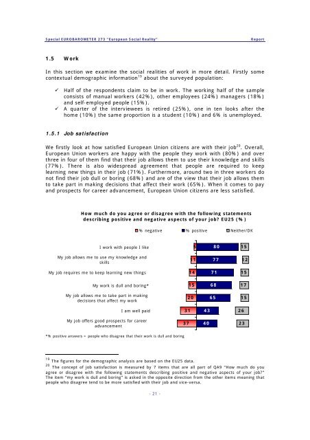 Special Eurobarometer 'European social reality'