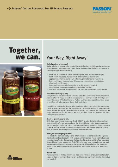 Fasson self adhesive labels