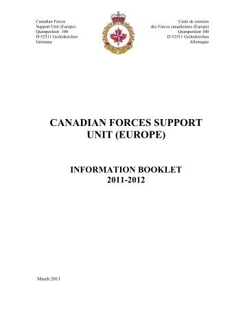 Information booklet - Forces canadiennes en Europe