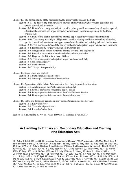 Education Act Norway - European Agency for Development in ...