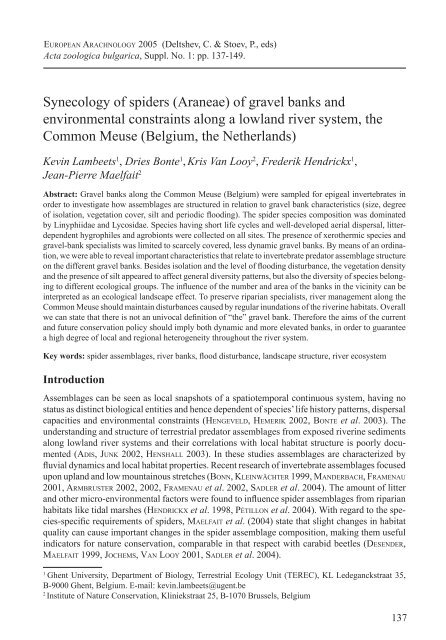 (Araneae) of gravel banks and environmental constraints along a ...