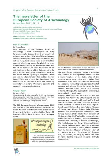 Newsletter 1 - European Society of Arachnology