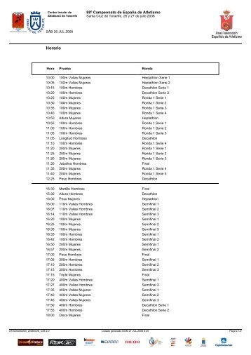 Horario - European Athletic Association