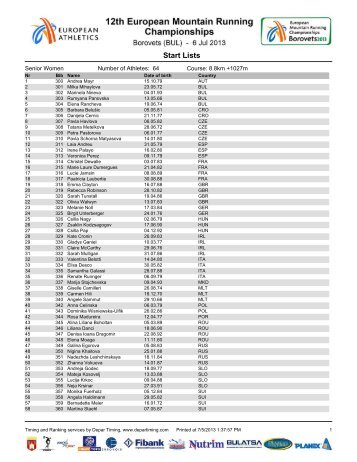 Senior Women - European Athletics