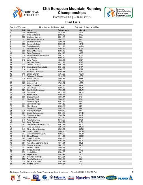 Senior Women - European Athletics