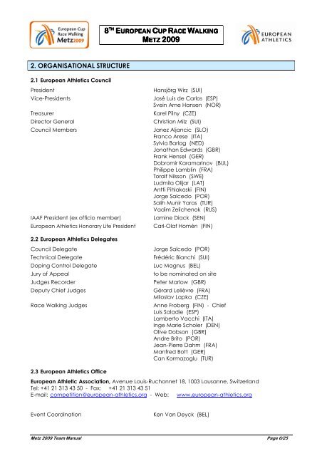 European Cup Race Walking Team Manual - European Athletics