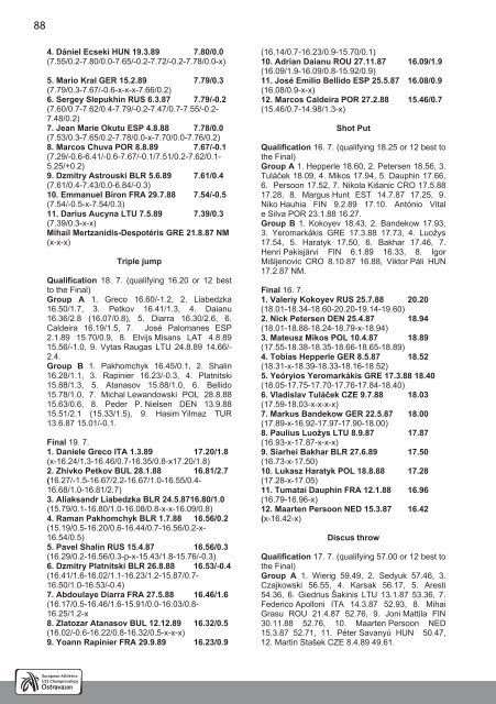 ECHU23 - Ostrava 2011 - Statistics Handbook - European Athletics