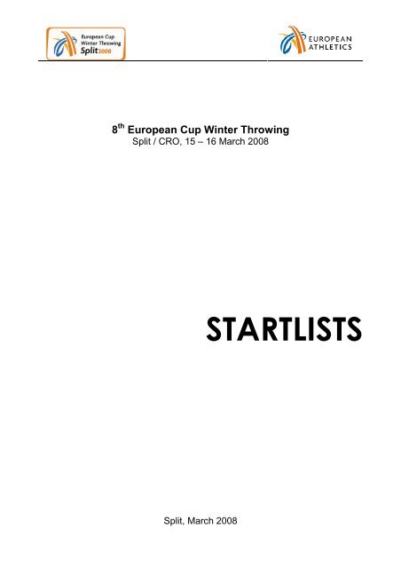 STARTLISTS - European Athletic Association