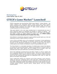 GTE ECH's Gam me Ma arket™ ™ Lau unche ed! - European Lotteries