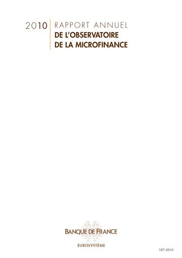 Rapport annuel 2010 de l'Observatoire de la microfinance