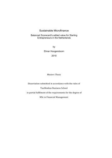 Sustainable Microfinance - Balanced Scorecard's added value for ...