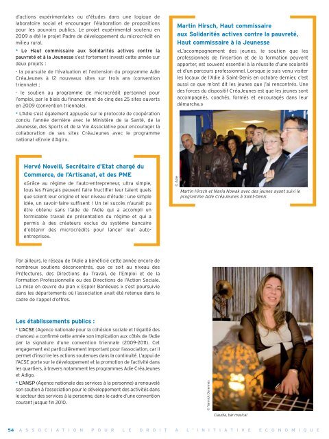 Rapport d'Activité de l'Adie 2009